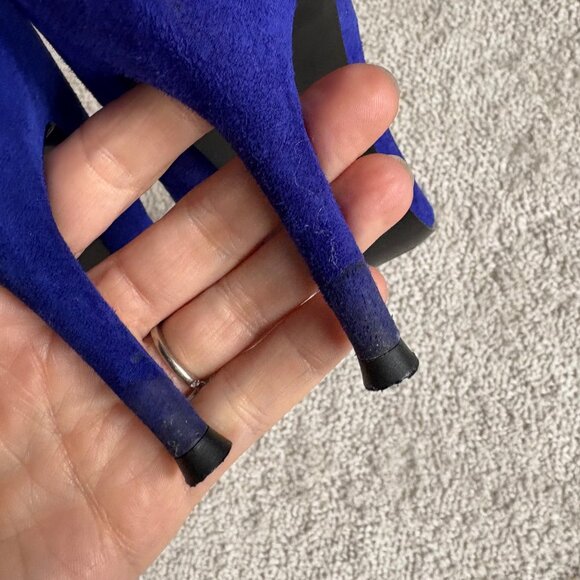 Nine West Blue Suede Pointed Toe Pumps Cobalt Stiletto Heels Size 10 - Picture 5 of 7